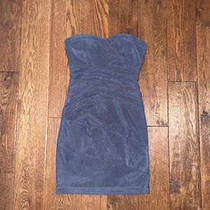 Dark gray strapless mini dress